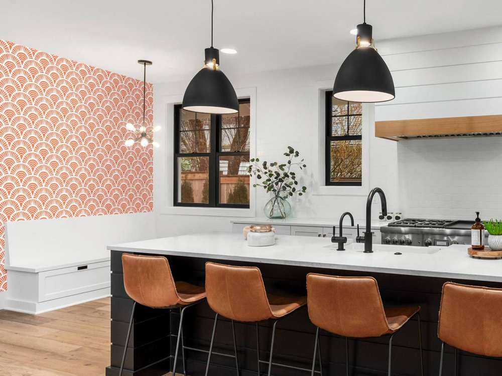 Oranje golfjes print