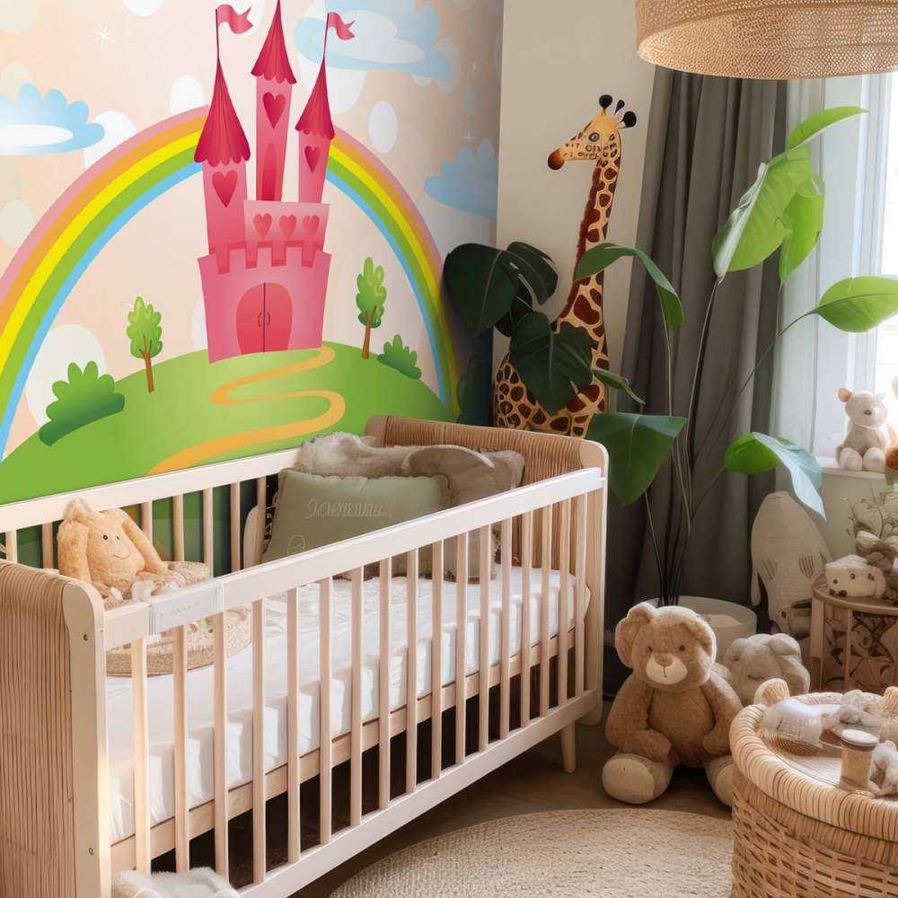 Sprookjeskasteel met een regenboog