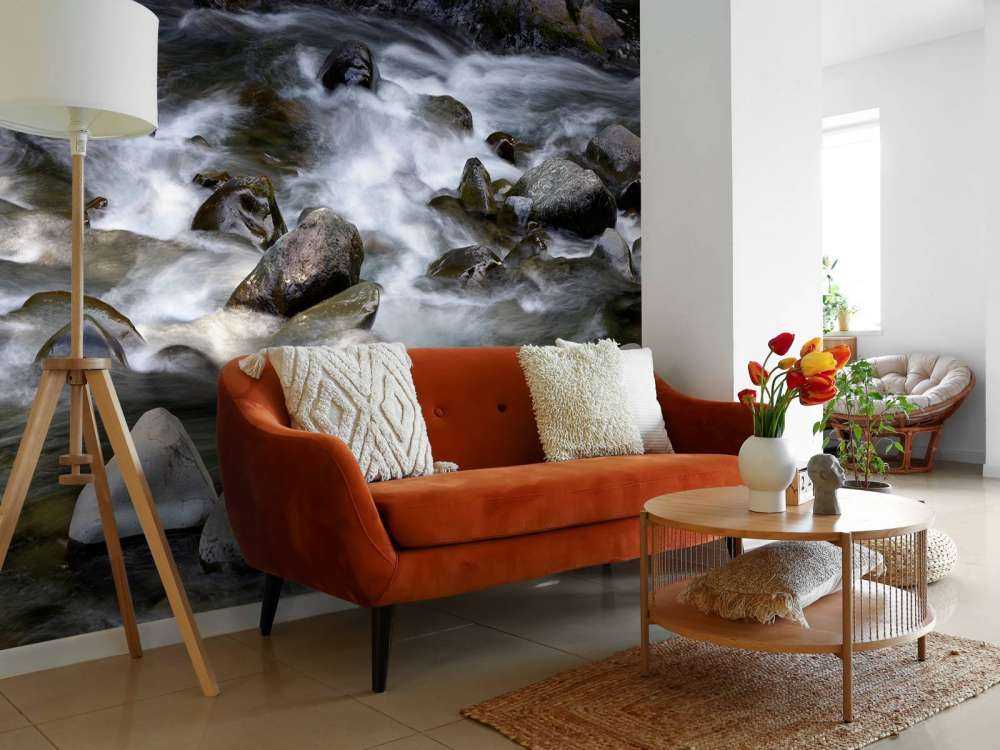 Rivier met rotsblokken