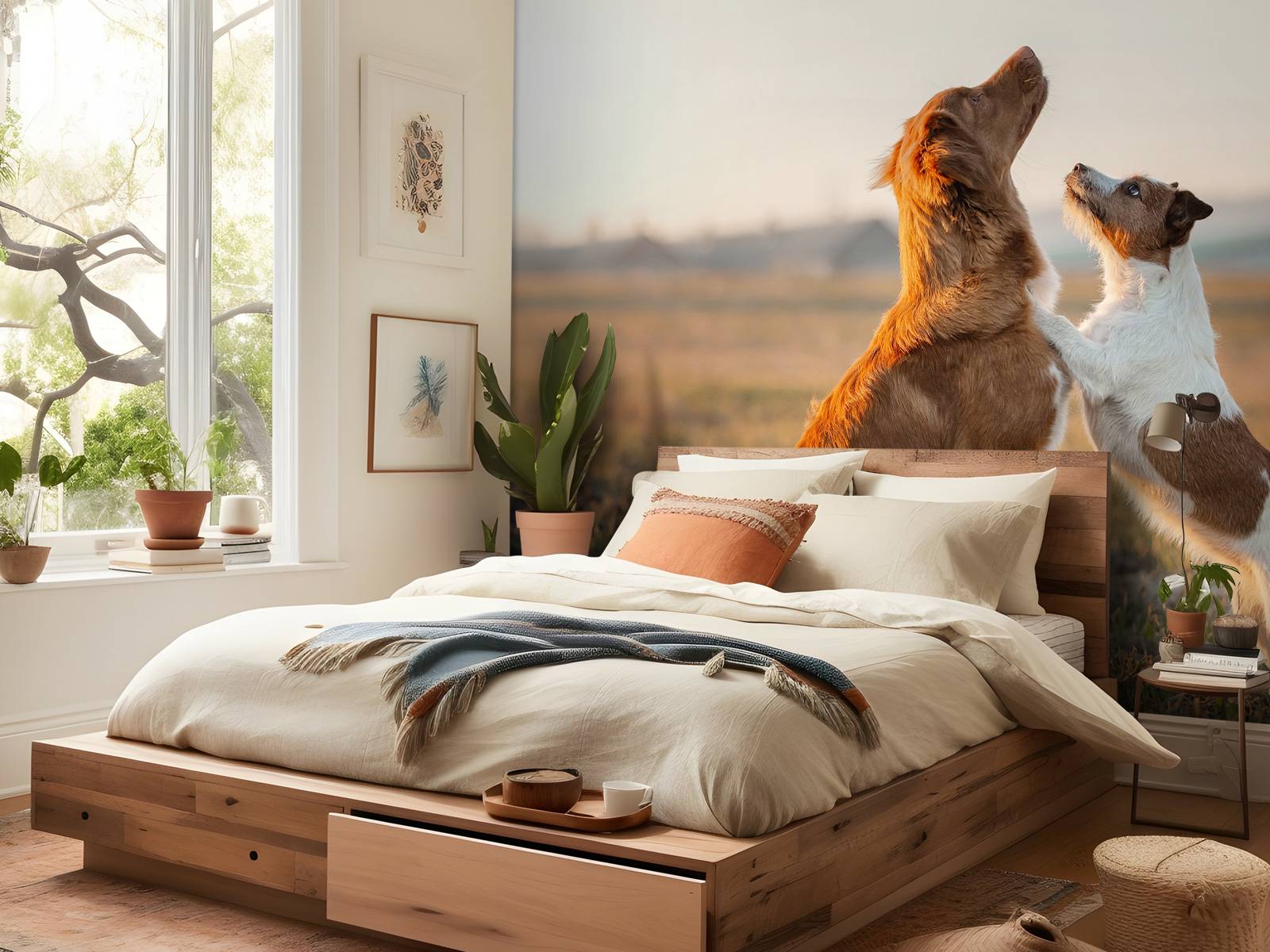 Omhoog kijkende honden