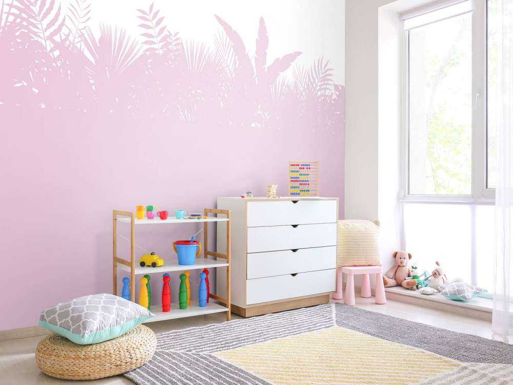 Silhouetten palmbladeren, roze