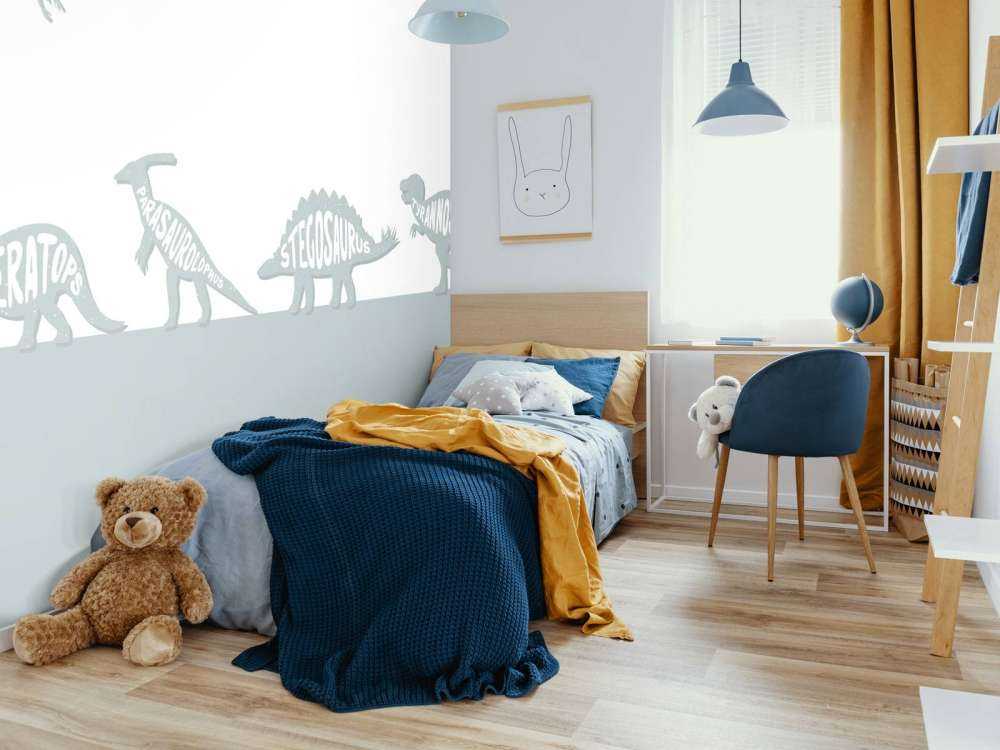 Dino's met tekst in blauw