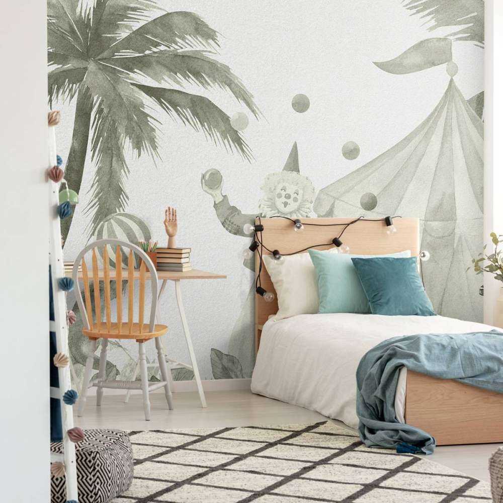 Vrolijke circus dieren in groen