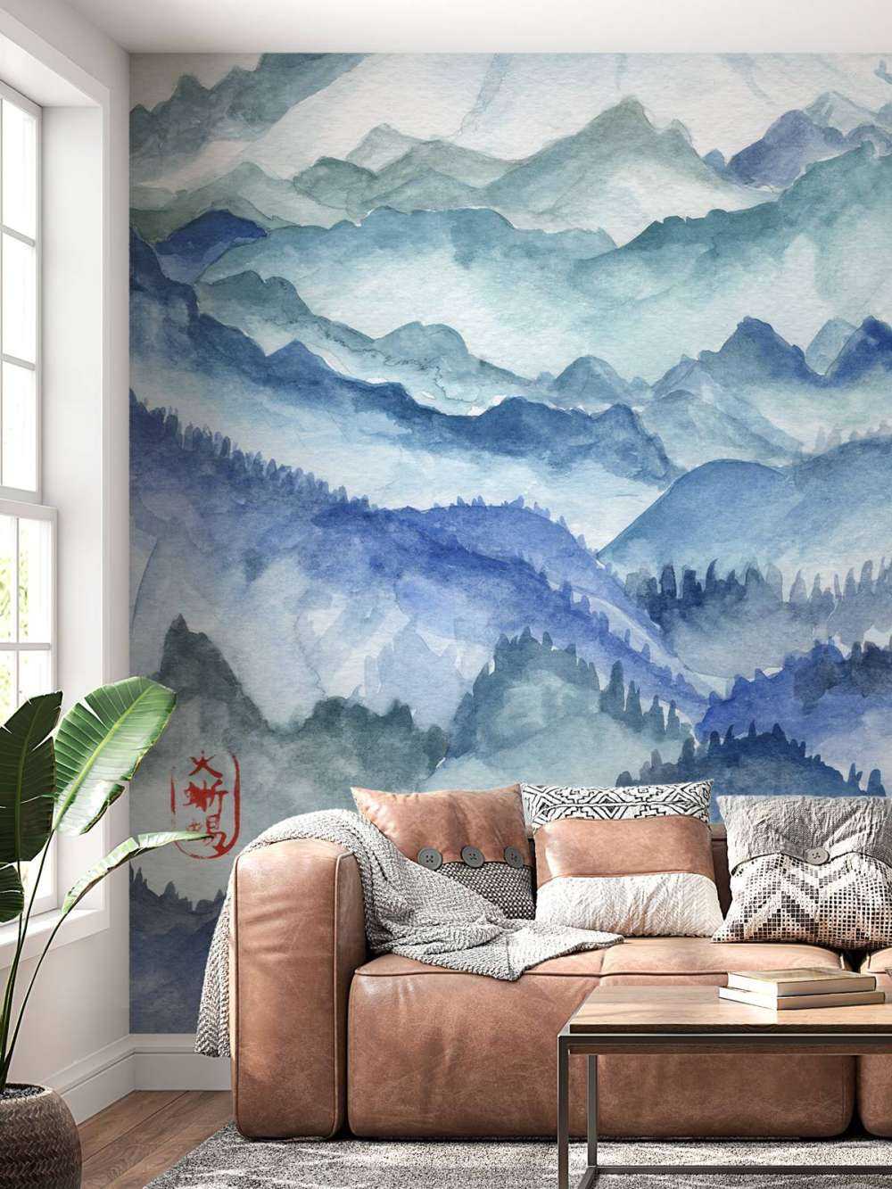 Blauwe bergen illustratie 