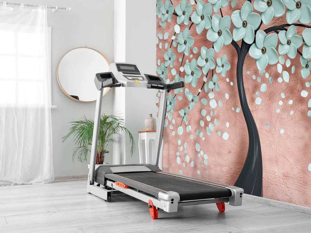 Zwarte fantasieboom met mintkleurige bloemen