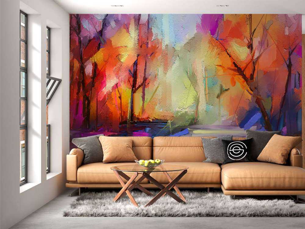 Olieverfschilderij van een bos