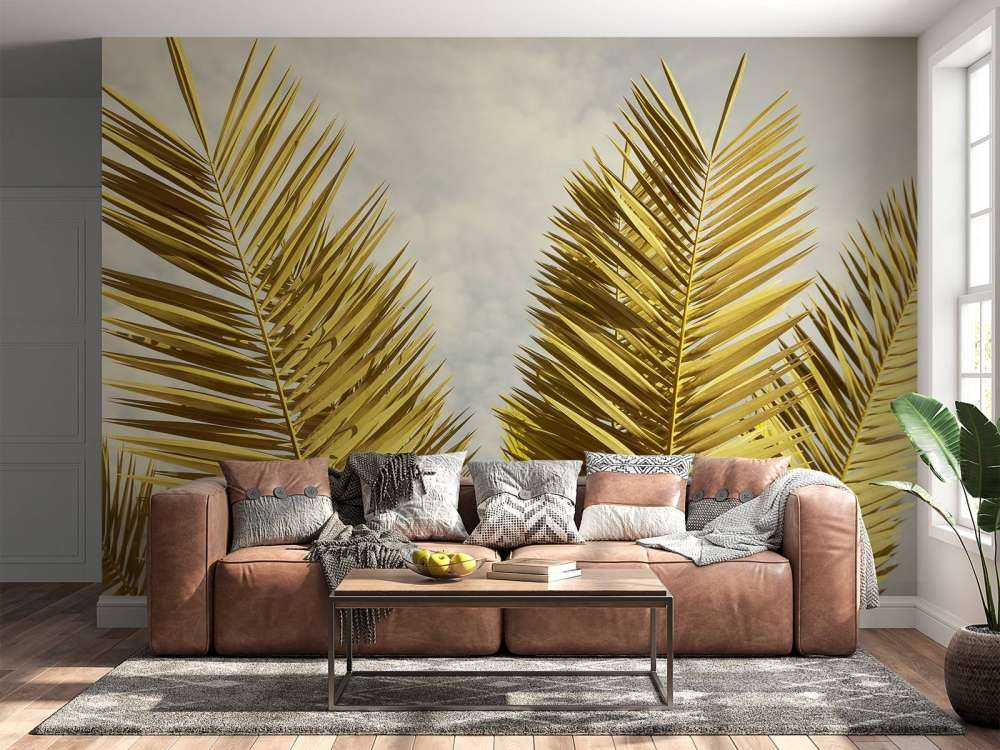 Gele palmboom bladeren