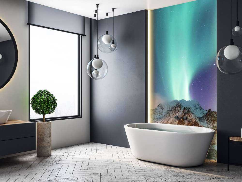 Noorderlicht met Verlichte berg