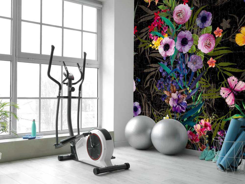 Bloemen design met een zwarte achtergrond