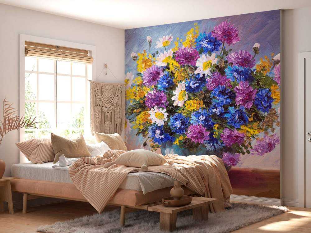 Stilleven van een vaas met kleurrijke bloemen