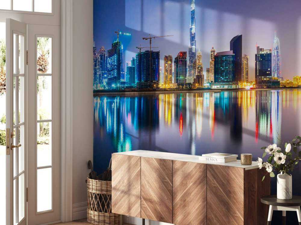 Dubai verlicht in de avond