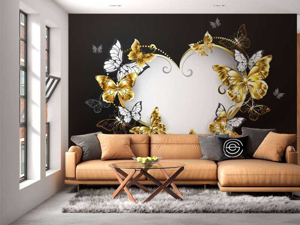 Versierd hart met witte en gouden vlinders