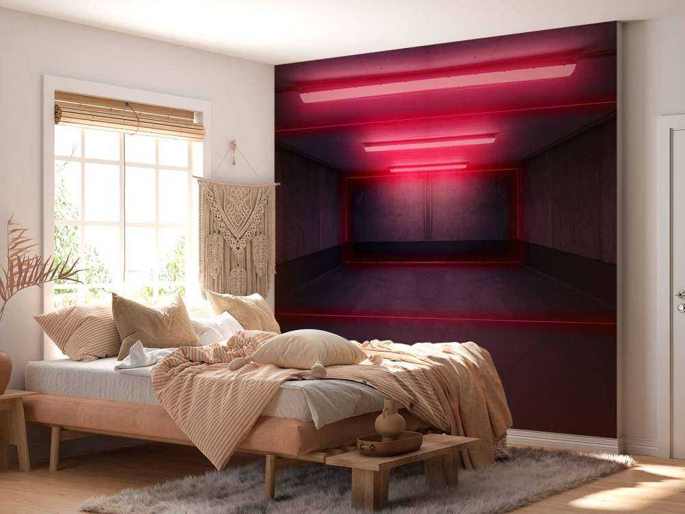 Neon verlichte parkeergarage