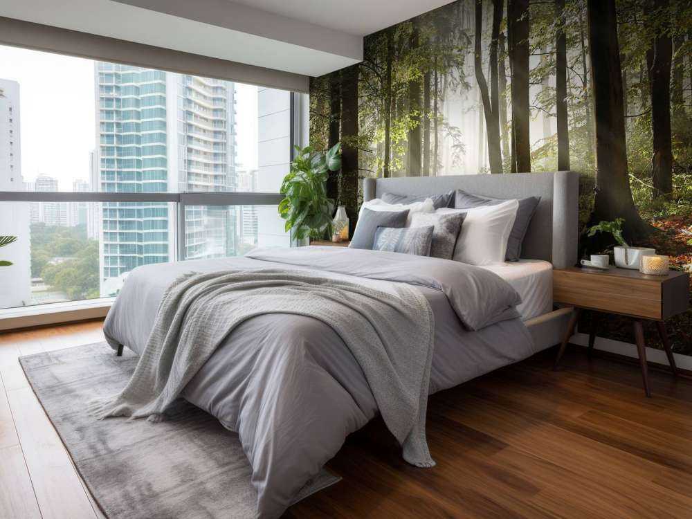 Mistig bos in de herfst