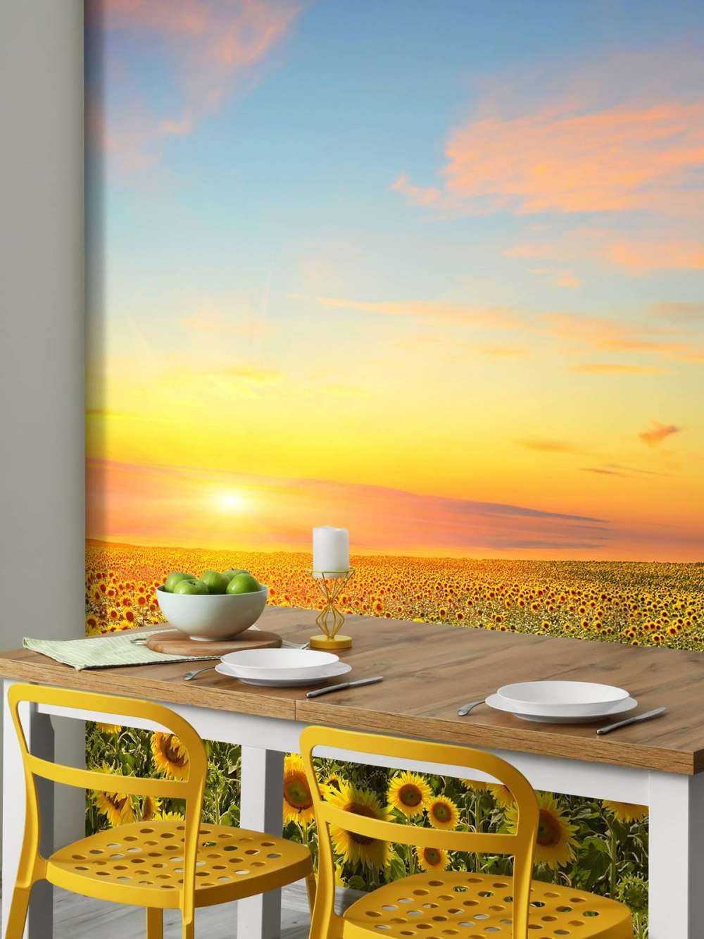 Zonnebloemen bij zonsondergang