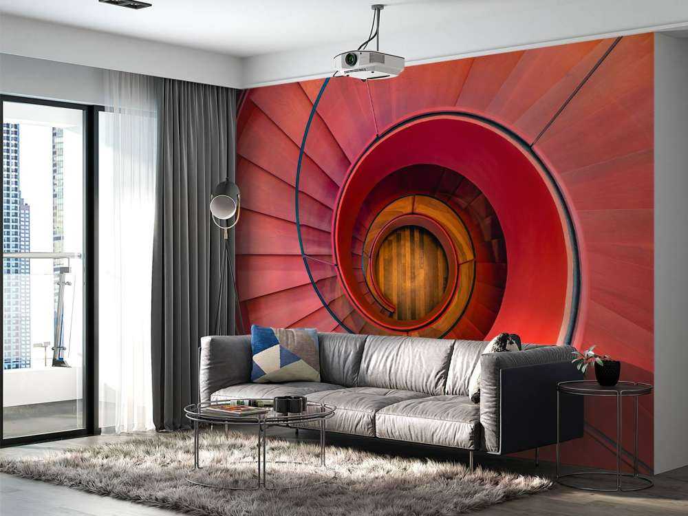 Spiraalvormige rode trap