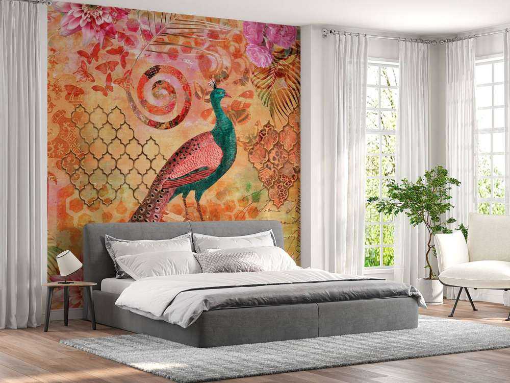 Majestic oriental peacock fantasy collage