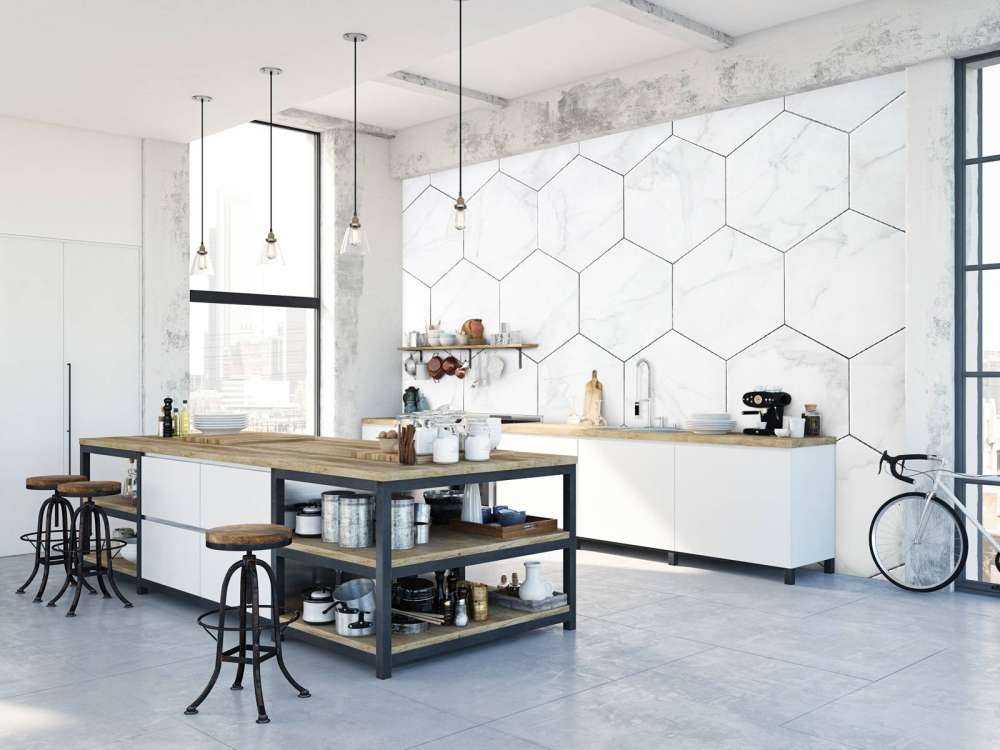 Marmeren hexagons