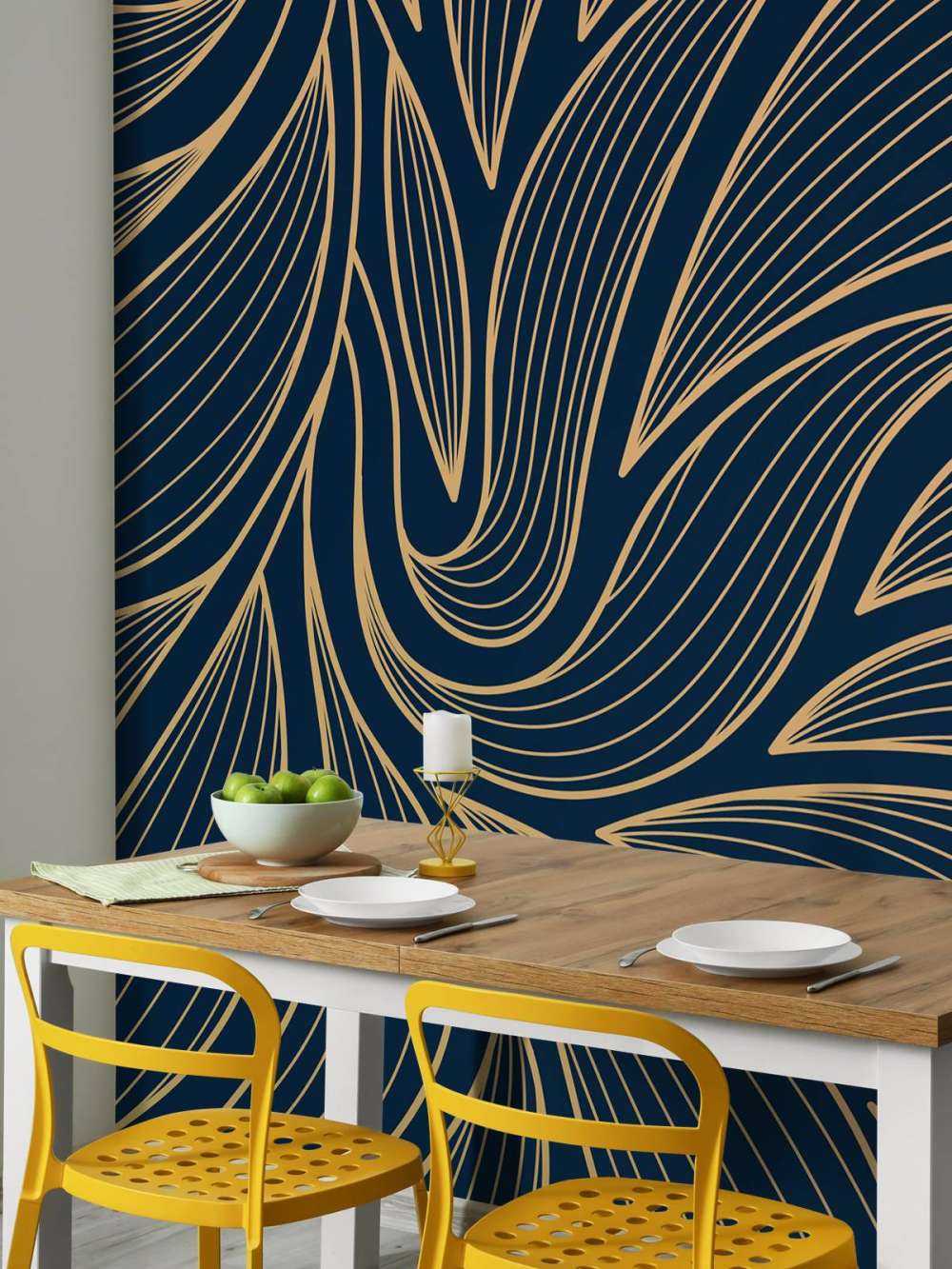 Art deco bloemen blauw