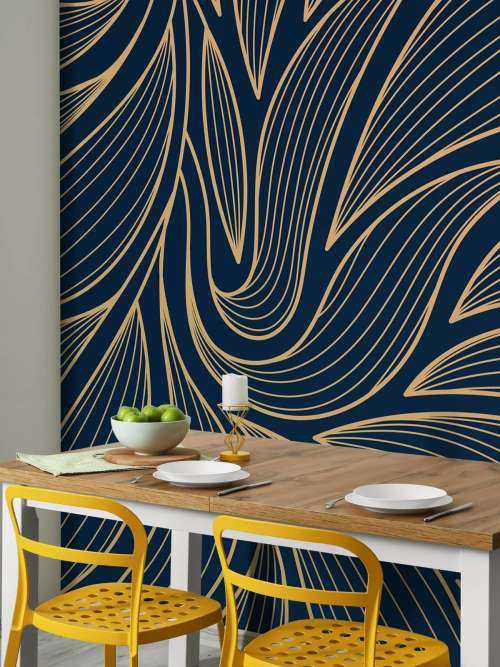 Art deco bloemen blauw