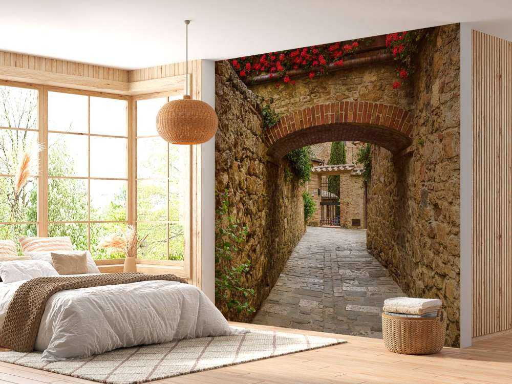 Boogje met rode bloemen