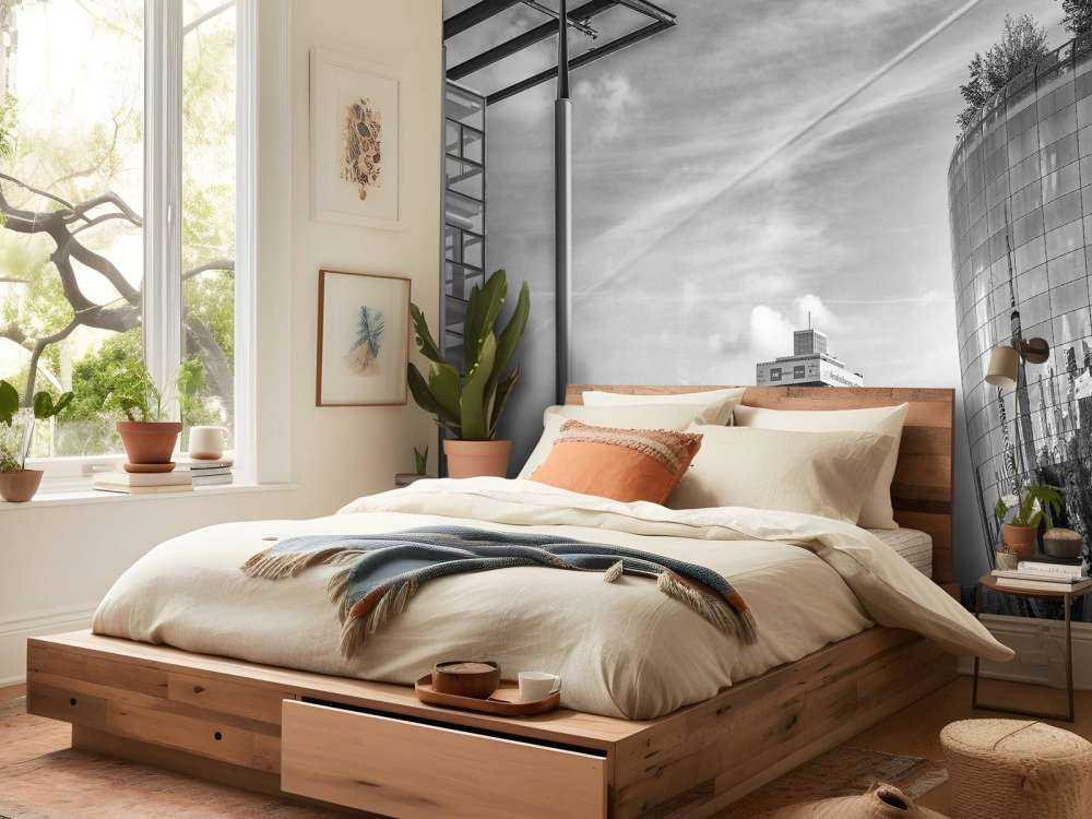 Het Museumdepot (Het Depot) in Rotterdam in zwart wit  