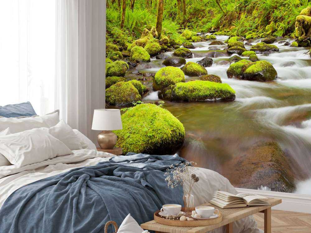 Rivier met veel stroming door het regenwoud