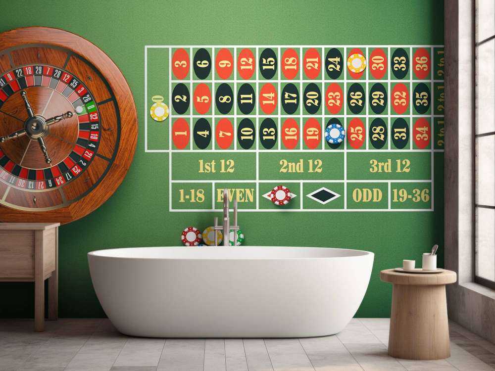 Roulette op een groene tafel
