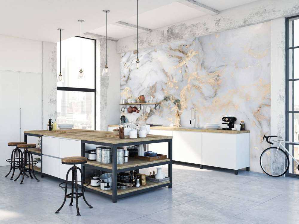 Wit natuursteen met goud