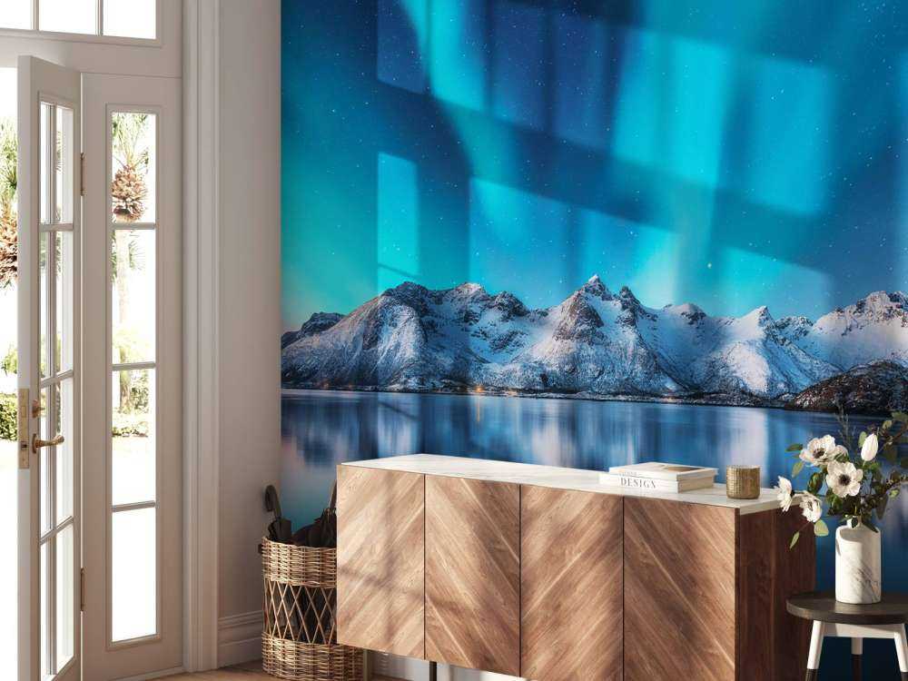 Blauw Noorderlicht boven berg