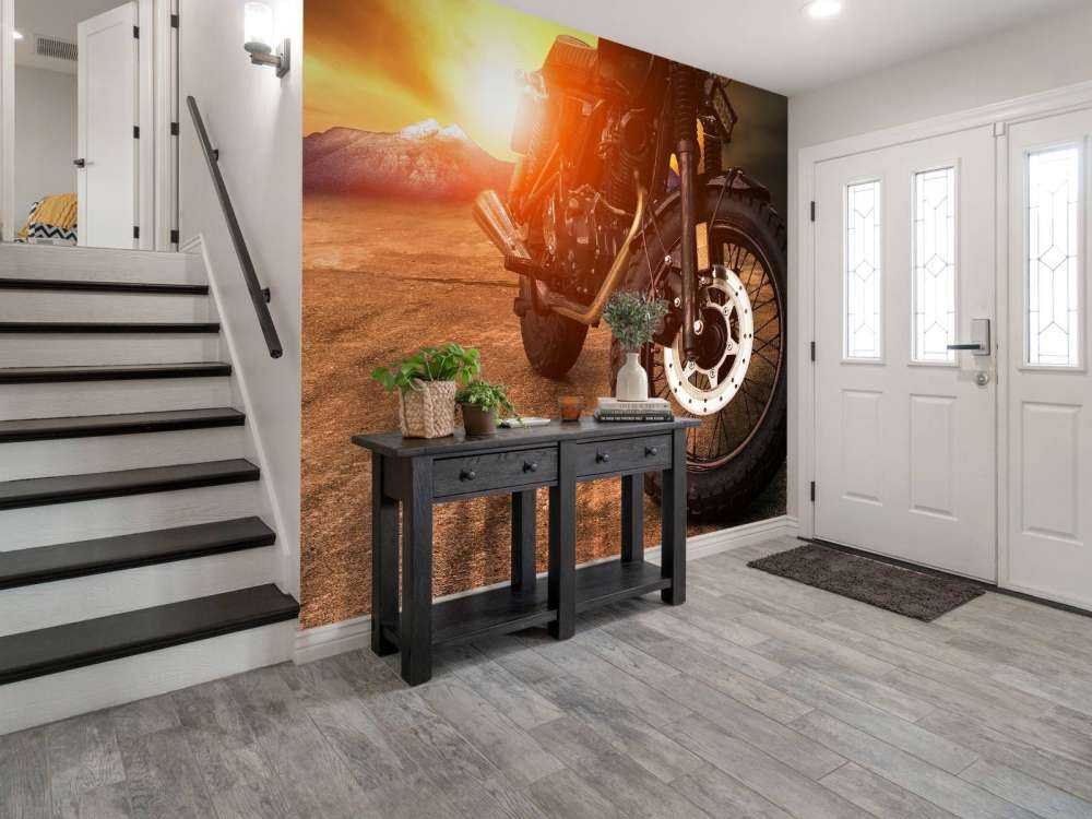 Vintage motor bij zonsondergang close-up