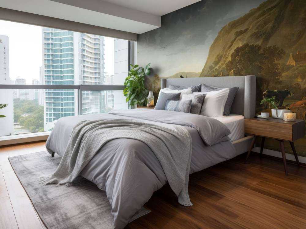 Rivierlandschap met ruiters