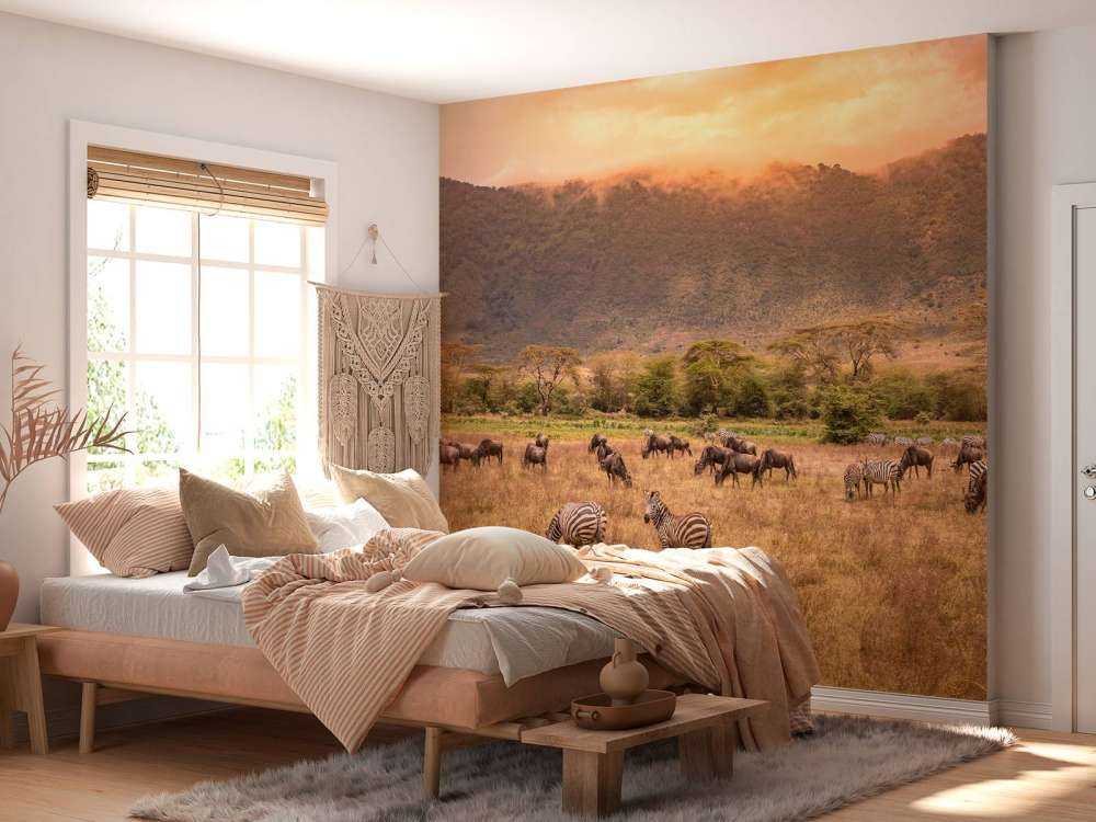 Savanne landschap met zebra's