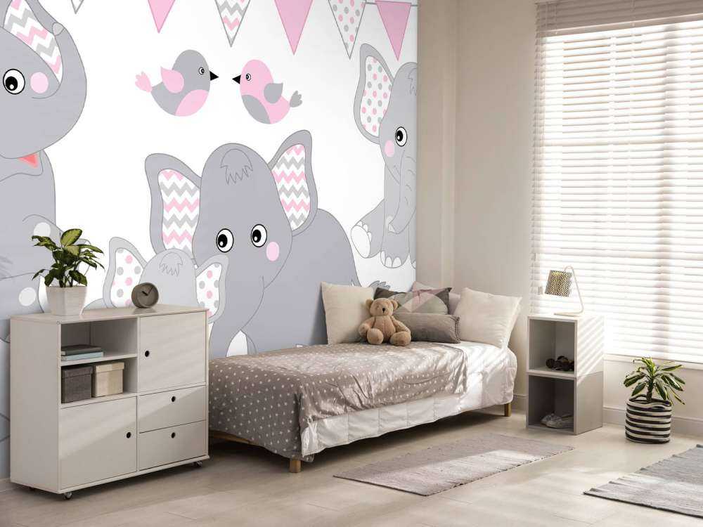 Olifanten en vogeltjes met slingers