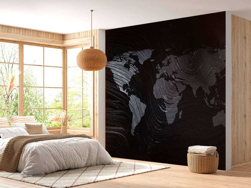 Wereldkaart op een palmblad