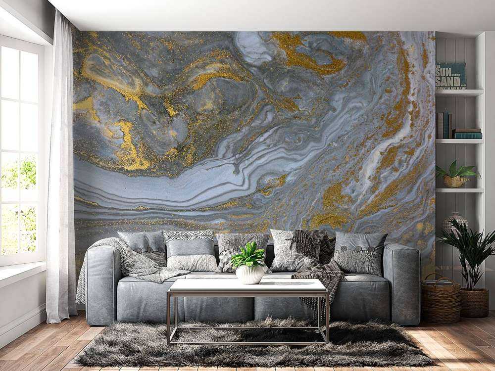 Grijze verf met gouden glitters