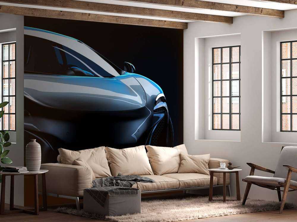 Blauwe sportwagen design