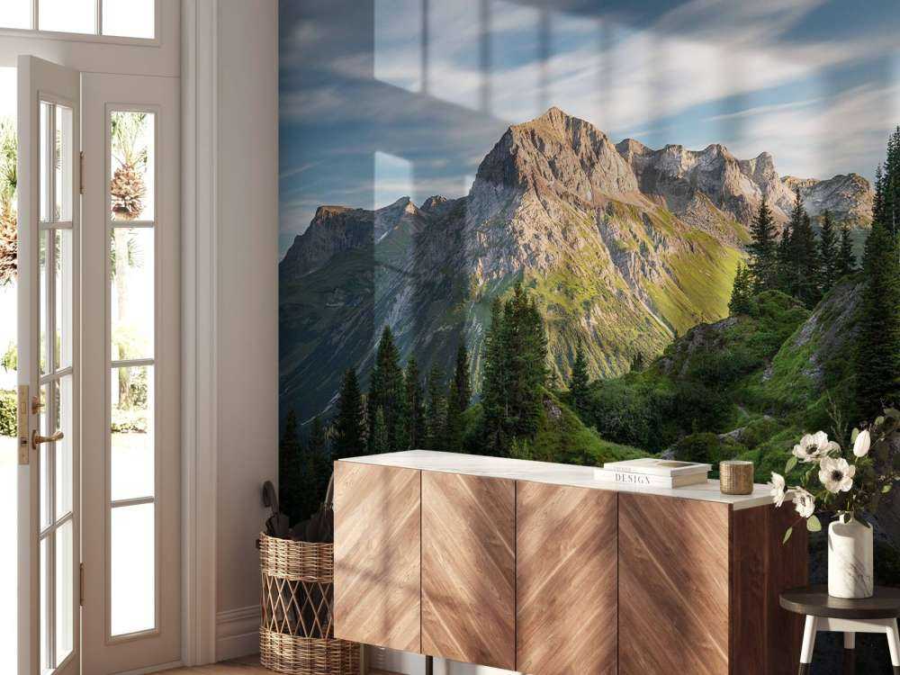 Avondzon op alpentoppen