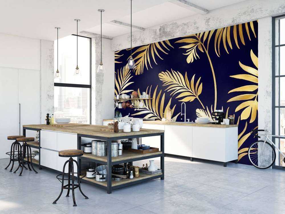 Golden leaves on dark Copper