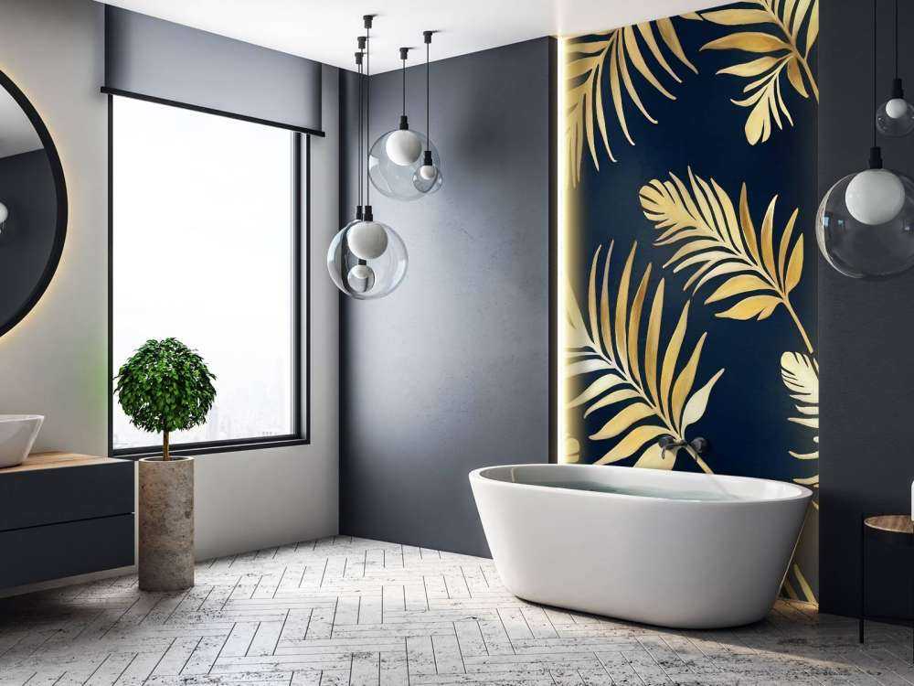 Golden leaves on dark Navy Blue