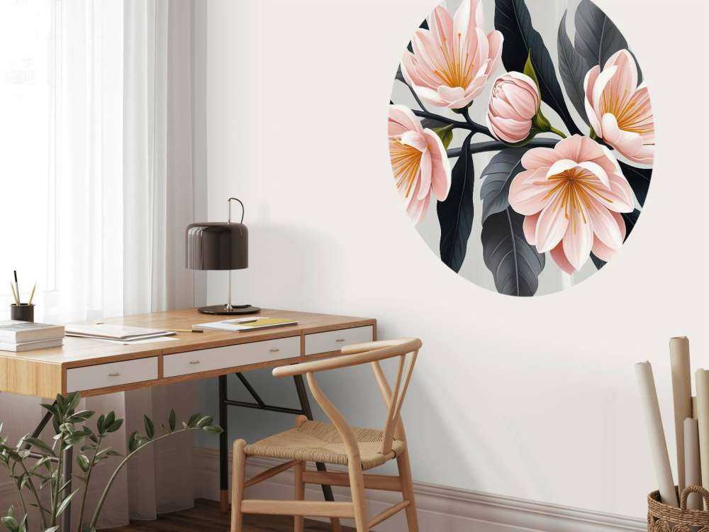 Roze magnoliabloemen met donkere bladeren