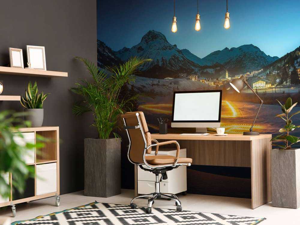 Lichtkunst in winters bergdorp