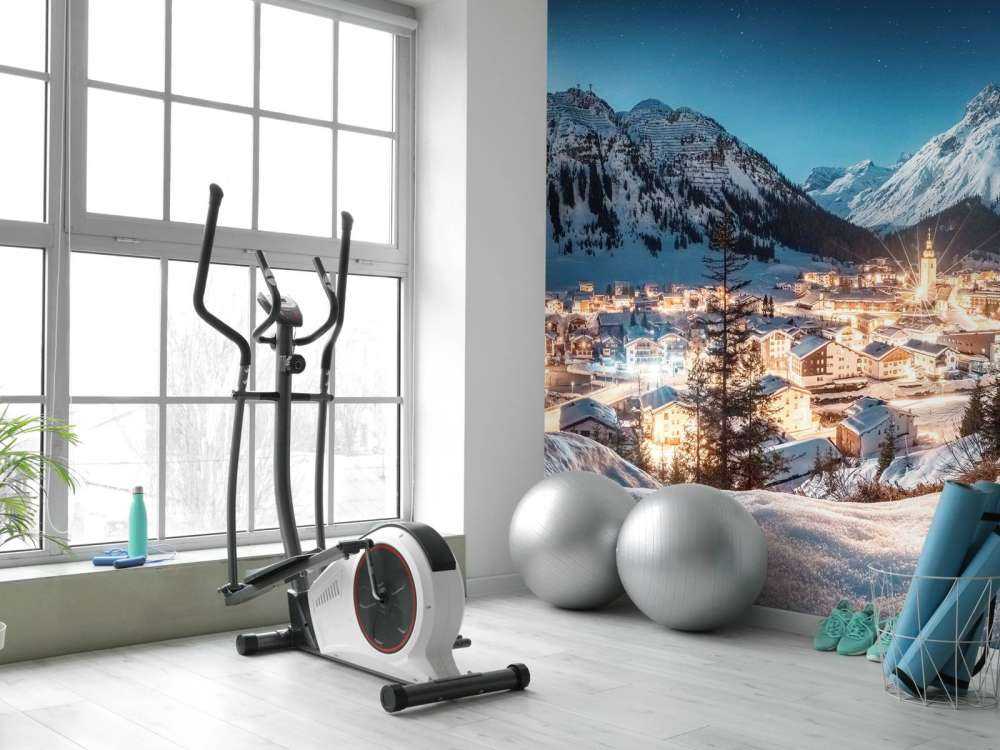 Fonkelend alpendorp onder sterrenhemel