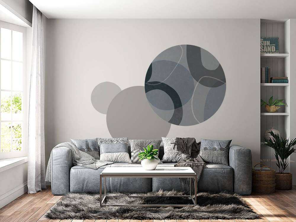 Mid Century Shapes And Outline Grey Teal