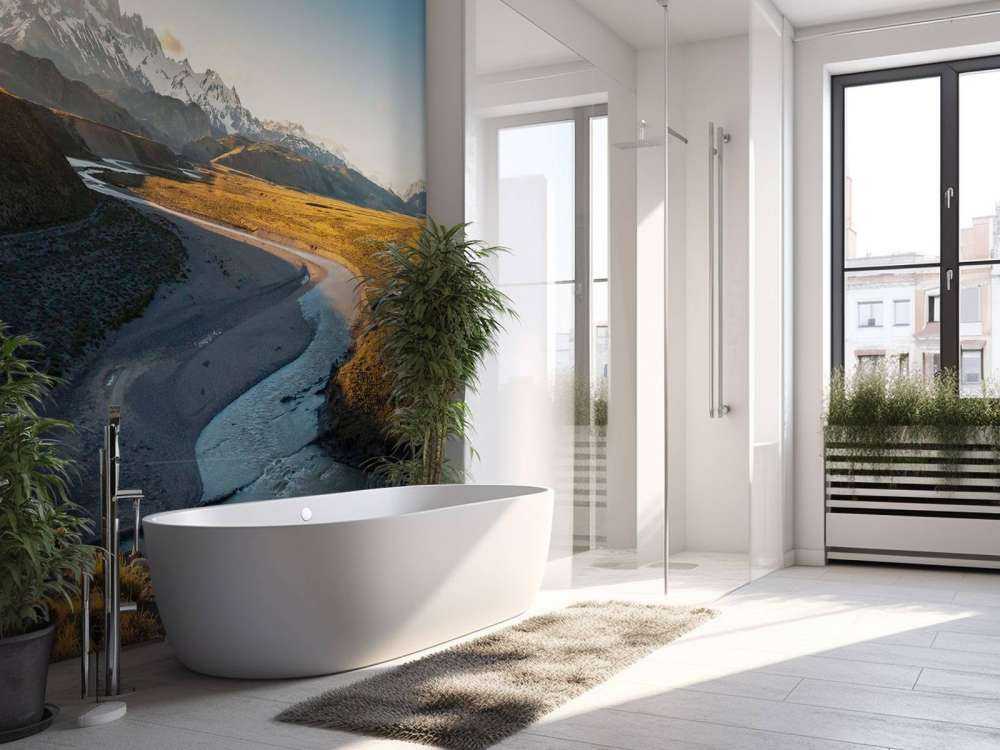 Berglandschap met kronkelende rivier in ochtendlicht