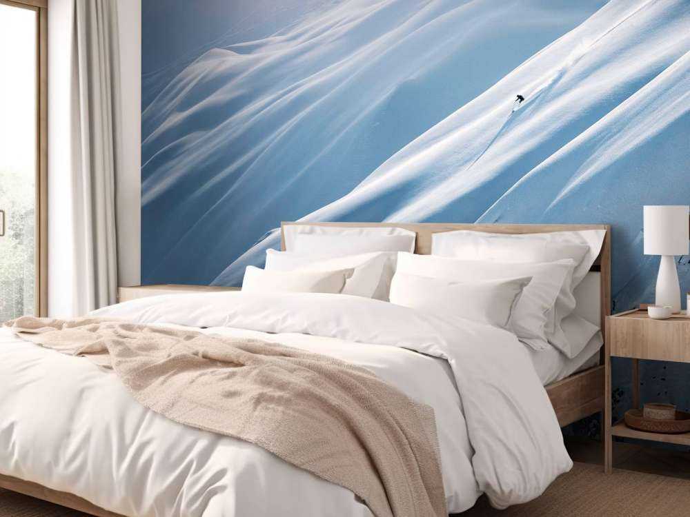 Freeride afdaling op poedersneeuwhelling