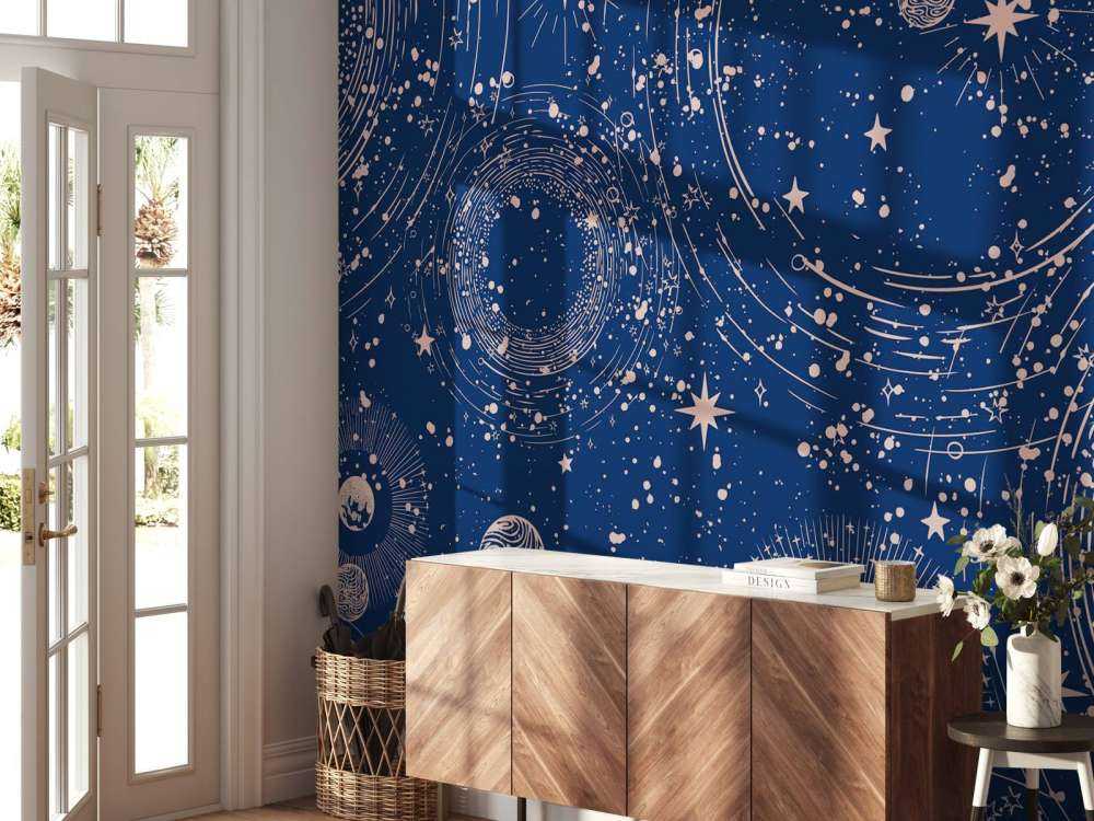 Planetenregen in middernachtblauw