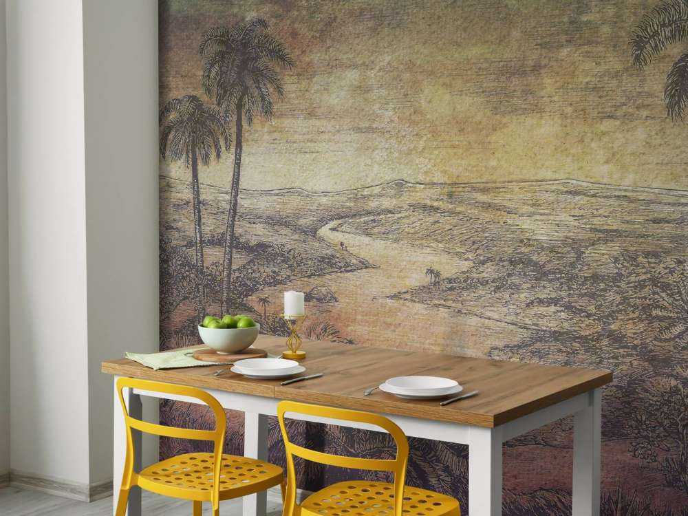 Tropisch rivierlandschap bij zonsondergang