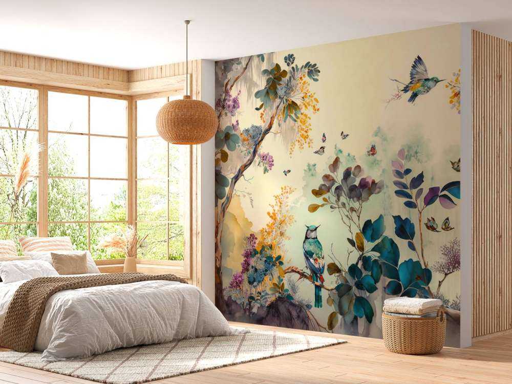 Paradijsvogels in dromerig woud