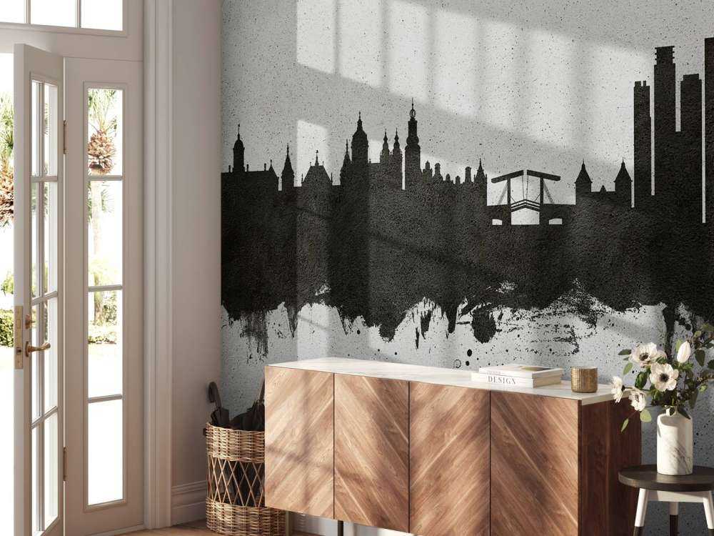 Waterverf skyline, Amsterdam